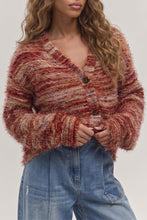 Load image into Gallery viewer, Tawny Fuzzy Striped Button Front Cardigan Sweater