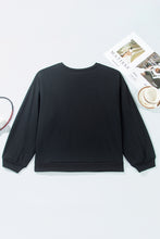 Load image into Gallery viewer, Black Rugby Game Day Patchwork Graphic Plus Size Sweatshirt