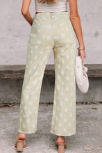 Load image into Gallery viewer, Sky Blue Polka Dot Print Raw Hem Shift Jeans