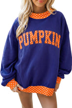Load image into Gallery viewer, Fiery Red Polka Dot Letter Print Contrast Trim Mock Neck Sweatshirt