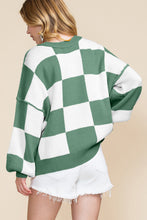 Load image into Gallery viewer, Black Checkered Bishop Sleeve Sweater