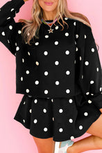 Load image into Gallery viewer, Red Polka Dot Raw Hem Relaxed Pullover Loose Skort Two Piece Set