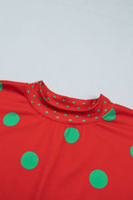 Load image into Gallery viewer, Pink Polka Dot Print Contrast Detail Oversized Tunic Sweatshirt