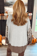 Load image into Gallery viewer, Gray Plus Size Leopard Color Block Patchwork Dolman Sweatshirt