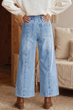 Load image into Gallery viewer, Beau Blue Drawstring Waist Wide Leg Ankle Length Jeans