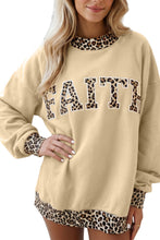 Load image into Gallery viewer, Coffee Polka Dot Trim High Neck BLESSED Letter Graphic Baggy Sweatshirt