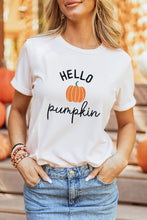 Load image into Gallery viewer, White Embroidered Pumpkin Slogan Short Sleeve T-Shirt