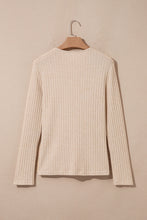 Load image into Gallery viewer, Apricot Solid Color Ribbed Knit Cowl Neck Long Sleeve Top