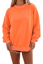Load image into Gallery viewer, Red Colorblock Polka Dot Contrast Trim Oversized Sweatshirt