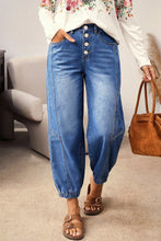 Load image into Gallery viewer, Blue 4 Buttons Front Tapered Casual Loose Fit Jeans