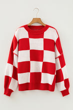 Load image into Gallery viewer, Black Checkered Bishop Sleeve Sweater
