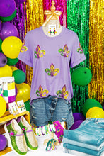 Load image into Gallery viewer, Wisteria Mardi Gras Sequined Pattern Holiday T Shirt