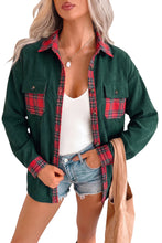 Load image into Gallery viewer, Blackish Green Plaid Pocket Button Long Sleeve Shift Shacket