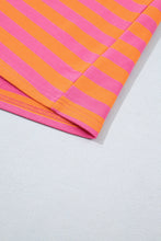 Load image into Gallery viewer, Orange Stripe Color Block Patchwork Mock Neck Pullover Drawstring Mini Skort Set