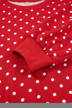 Load image into Gallery viewer, Red Polka Dot Drawstring Wide Leg Long Sleeve Top Pant Set