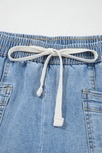 Load image into Gallery viewer, Beau Blue Drawstring Waist Wide Leg Ankle Length Jeans