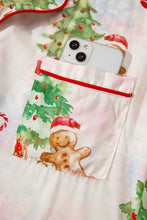 Load image into Gallery viewer, Pink Abstract Christmas Print Long Sleeve Two Piece Shift Lounge Set