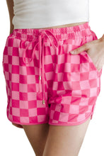 Load image into Gallery viewer, Black Checkered Drawstring Elastic Waist Casual Shorts