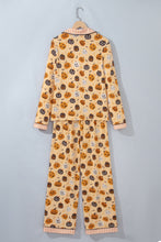 Load image into Gallery viewer, Orange Halloween Pumpkin Print Two Piece Long Sleeve Lounge Set