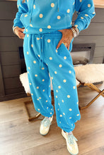 Load image into Gallery viewer, Blue Polka Dot Hooded Drawstring Long Sleeve Plus Size Set