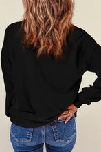 Load image into Gallery viewer, Black Chenille XOXO Patched Drop Shoulder Valentines Pullover Sweatshirt