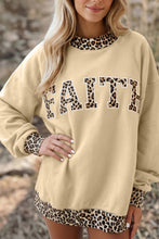Load image into Gallery viewer, Coffee Polka Dot Trim High Neck BLESSED Letter Graphic Baggy Sweatshirt