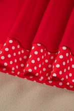 Load image into Gallery viewer, Fiery Red Polka Dot Letter Print Contrast Trim Mock Neck Sweatshirt