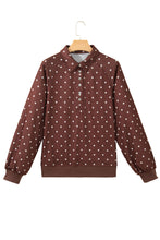 Load image into Gallery viewer, Pink Polka Dot Print Metal Button Collar Casual Pullover Sweatshirt