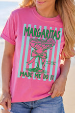 Load image into Gallery viewer, Rose Red Margaritas Made Me Do It Striped Graphic Beach Vacation Tee