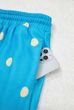 Load image into Gallery viewer, Blue Polka Dot Hooded Drawstring Long Sleeve Plus Size Set