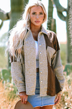 Load image into Gallery viewer, Pink Houndstooth Color Contrast Textured Patchwork Loose Shacket