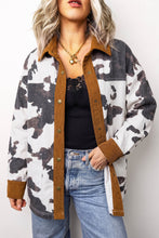 Load image into Gallery viewer, Multicolour Western Cow Print Long Sleeve Button-Up Denim Jacket