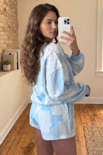 Load image into Gallery viewer, Light Pink Patchwork Floral Print Drop Shoulder Baggy Pullover Drawstring Shorts Set