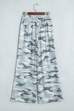 Load image into Gallery viewer, Green Camo Wide Leg Tie Elastic Waist Casual Pants
