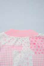 Load image into Gallery viewer, Light Pink Patchwork Floral Print Drop Shoulder Baggy Pullover Drawstring Shorts Set