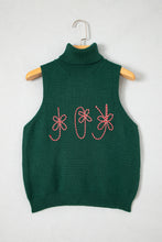 Load image into Gallery viewer, Evergreen High Neck Sleeveless Embroidered Knit Sweater Vest