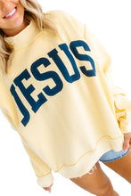 Load image into Gallery viewer, Yellow Jesus Slogan Stand Neck Long Sleeve Oversized Tunic Plus Size Sweatshirt