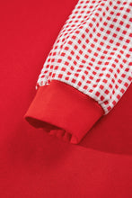 Load image into Gallery viewer, Russet Orange Patchwork Plaid Loose Fit Long Sleeve Plus Size Sweatshirt