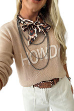 Load image into Gallery viewer, Parchment Corder HOWDY Letter Graphic Crew Neck Relaxed Sweater