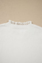 Load image into Gallery viewer, White Lace Trim Neck Cuff Patchwork Long Sleeve Pullover Sweater