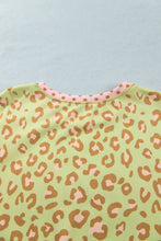 Load image into Gallery viewer, Brown Plus Size Leopard Print Contrast Polka Dot Trim Long Sleeve Top