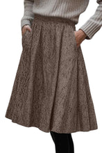 Load image into Gallery viewer, Brown Solid Color Textured Pleated Midi Skirt