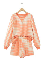 Load image into Gallery viewer, Grapefruit Orange Drop Shoulder Long Sleeve Pullover Elastic Waist Casual Short Set
