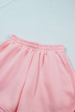 Load image into Gallery viewer, Light Pink High Neck Exposed Seam Drop Shoulder Baggy Pullover Short Set