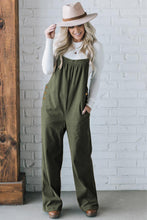 Load image into Gallery viewer, Jungle Green Button Adjustable Straps Solid Color Corduroy Jumpsuit