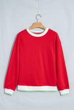 Load image into Gallery viewer, Racing Red Contrast Striped Trim Baggy Pullover Sweatshirt