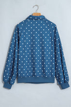 Load image into Gallery viewer, Pink Polka Dot Print Metal Button Collar Casual Pullover Sweatshirt