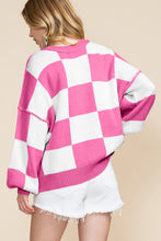 Load image into Gallery viewer, Black Checkered Bishop Sleeve Sweater