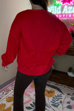 Load image into Gallery viewer, Fiery Red Christmas Embroidered Long Sleeve Casual Round Neck Loose Fit Sweatshirt