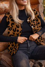 Load image into Gallery viewer, Chestnut Leopard Print Sherpa Vest Coat